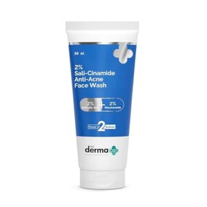 the derma co sali cinamide anti acne face wash with 2% salicylic acid & 2% niacinamide 80 ml | clears acne & marks | removes excess oil