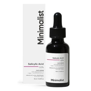 minimalist anti acne 2% salicylic acid face serum for all skin types | reduces blackheads,oiliness, excess oil & bumpy texture | bha based exfoliant | 10ml