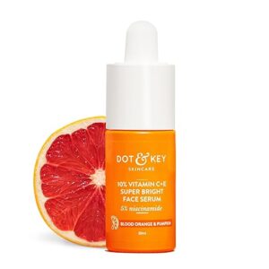 dot & key 10% vitamin c + e serum with 5% niacinamide,for glowing skin,fades dark spots & hyperpigmentation,infused with blood orange & pumpkin,targets dull & uneven skin,for all skin types,30ml